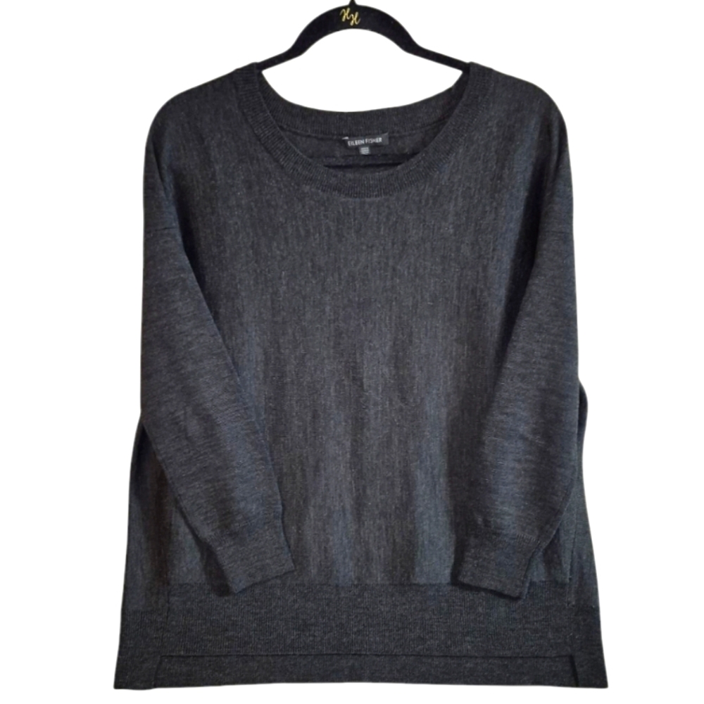 Eileen Fisher 💯% Merino Wool Womens X-small Charcoal Sweater